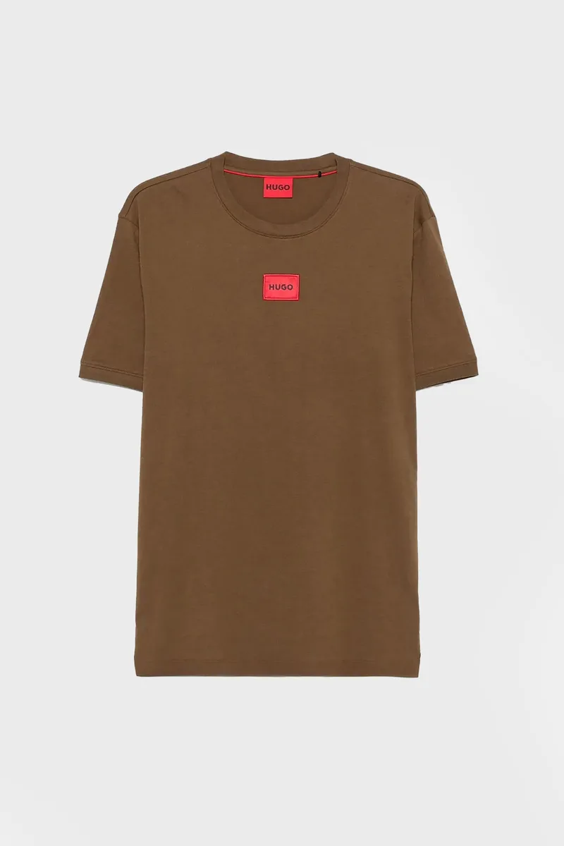 Hugo Boss ανδρικό T-shirt με contrast logo patch Regular Fit "Diragolino" - 50447978 Καφέ