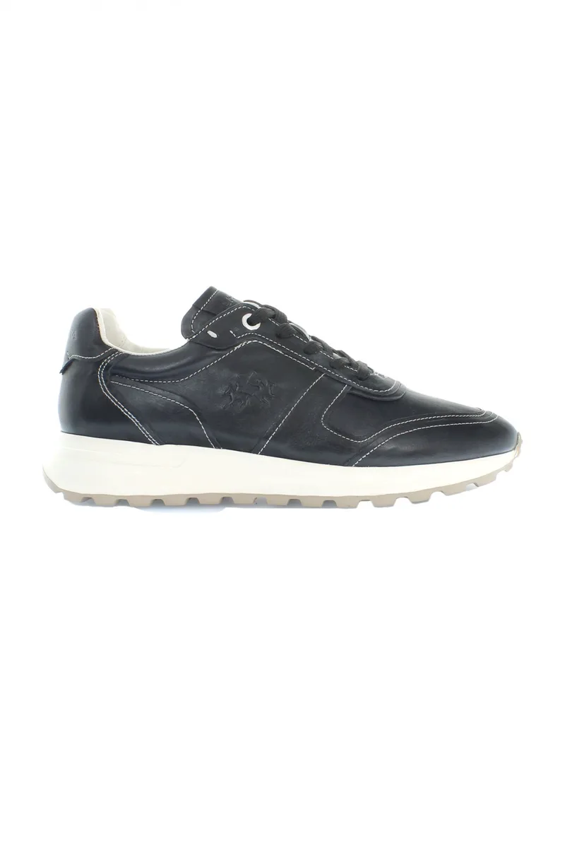 LA MARTINA ΠΑΠΟΥΤΣΙΑ SNEAKERS ΔΕΡΜΑ LOGO ΜΑΥΡΟ