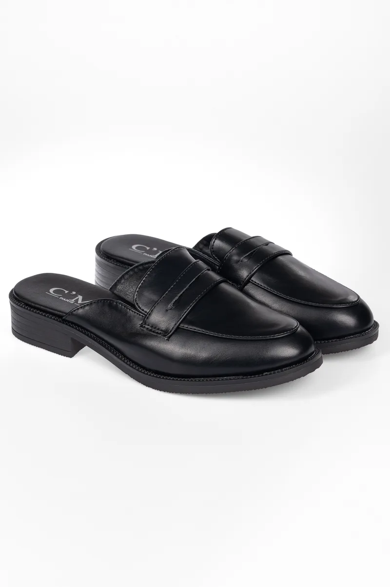 Loafers εξώφτερνα με χοντρό τακούνι - Μαύρο