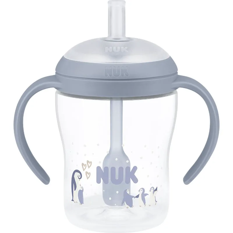 NUK Perfect Match Penguin μπουκάλι με καλαμάκι 8m+ 150 ml