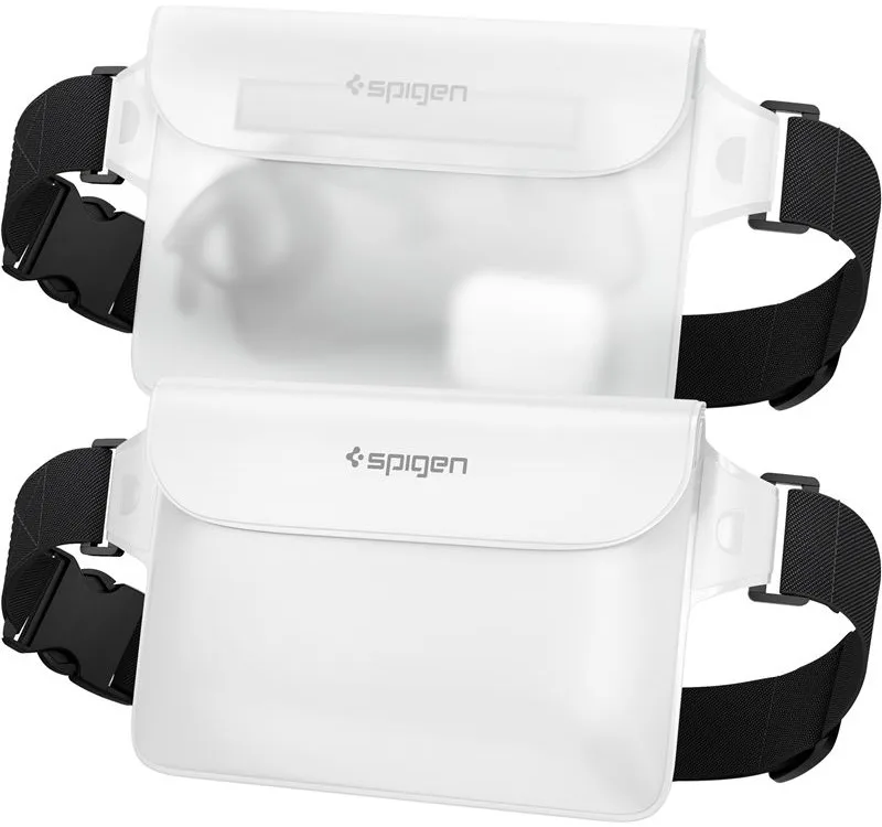 Spigen A620 Aqua Shield Waterproof Pouch Bag - Universal Αδιάβροχη Τσάντα Μέσης - IPX8 - 20 x 12 cm - Snow White - 2 Τεμάχια (AMP06022)