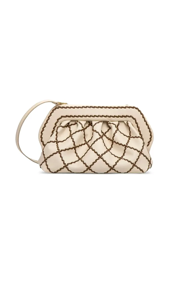 Themoirè γυναικείο τσαντάκι clutch vegan από bamboo "Bios Lace" - TMSR25BLA81 Μπεζ