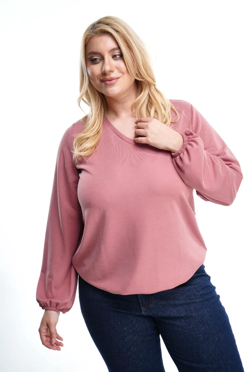 Μπλούζα plus size cupro με κορδόνι σε σάπιο μήλο χρώμα