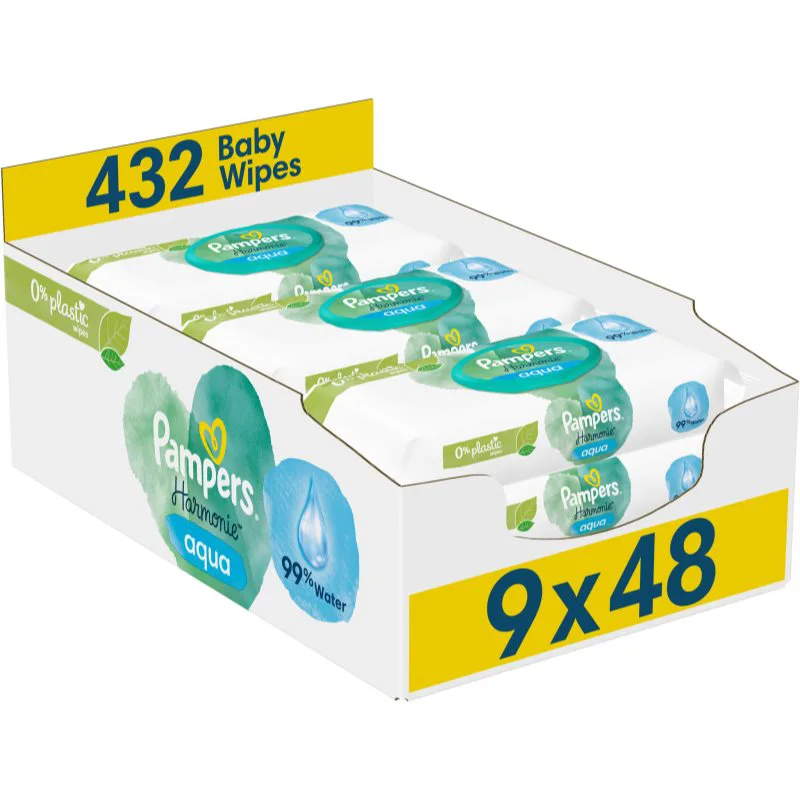 Pampers Harmonie Aqua υγρά μαντηλάκια καθαρισμού για παιδιά 9x48 τμχ