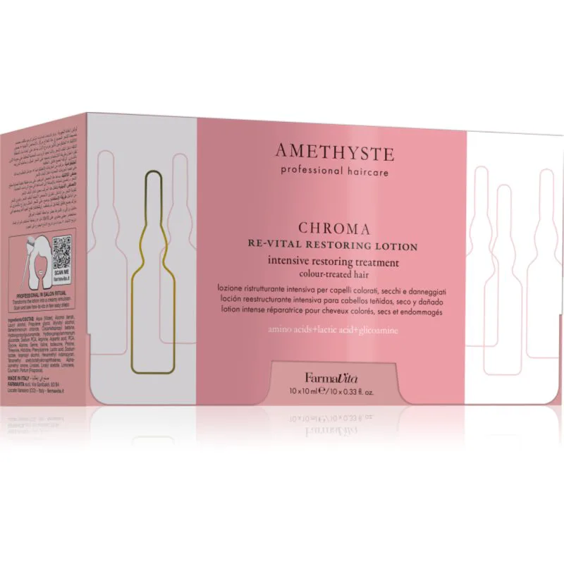 FarmaVita Amethyste Chroma μεταξένια αναγεννητική φροντίδα για βαμμένα μαλλιά 10x10 ml