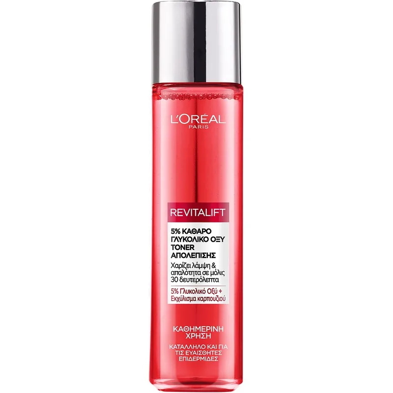 L'Oreal Paris Revitalift Glycolic Acid Peeling Toner Λοσιόν Απολέπισης Προσώπου Κατάλληλη για Ευαίσθητες Επιδερμίδες 180ml