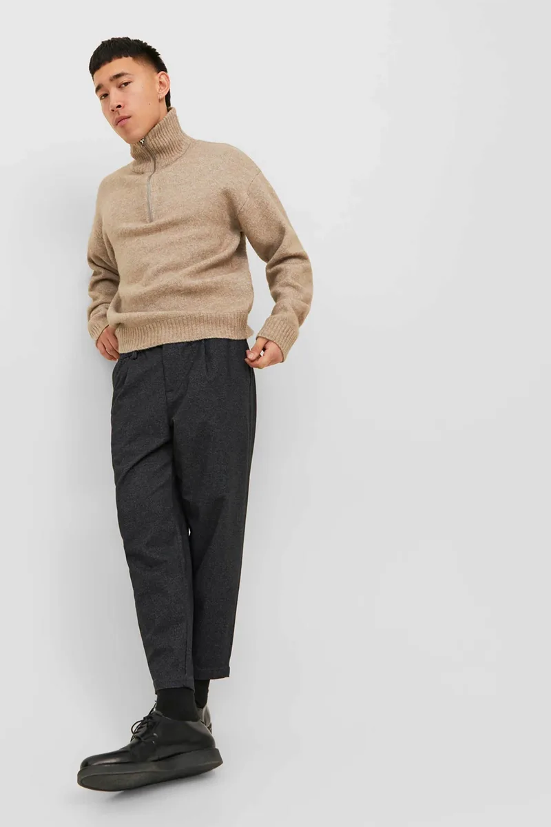 JACK & JONES ανδρικό chino παντελόνι μονόχρωμο Loose Fit - 12242216 Ανθρακί