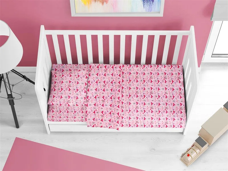 ΣΕΝΤΟΝΙΑ ΕΜΠΡΙΜΕ ΣΕΤ 3 τεμ bebe Fox 525 120X160 Ροζ 100% Cotton