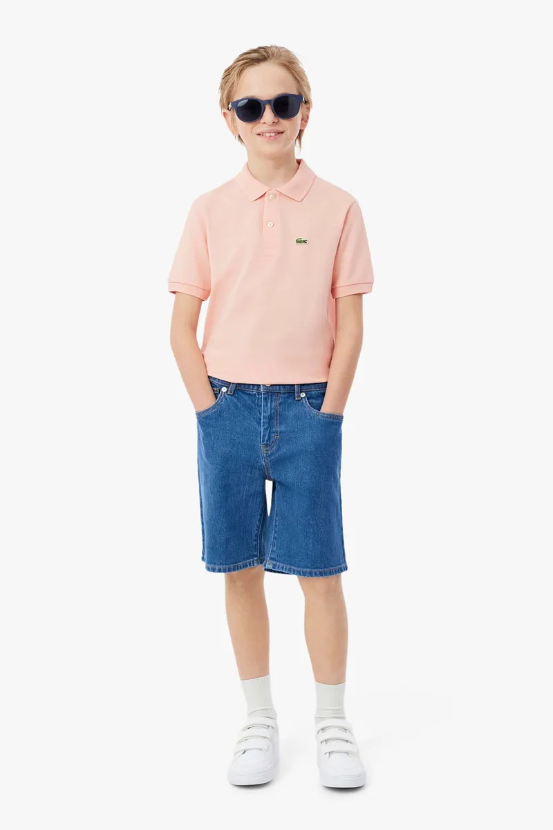 Lacoste παιδική denim βερμούδα πεντάτσεπη Straight Cut - FJ7381 Denim Blue