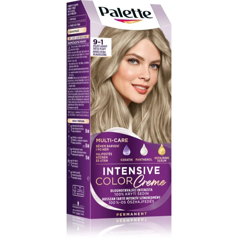 Schwarzkopf Palette Intensive Color Creme μόνιμη βαφή μαλλιών απόχρωση 9-1 Cool Extra Light Blonde 1 τμχ