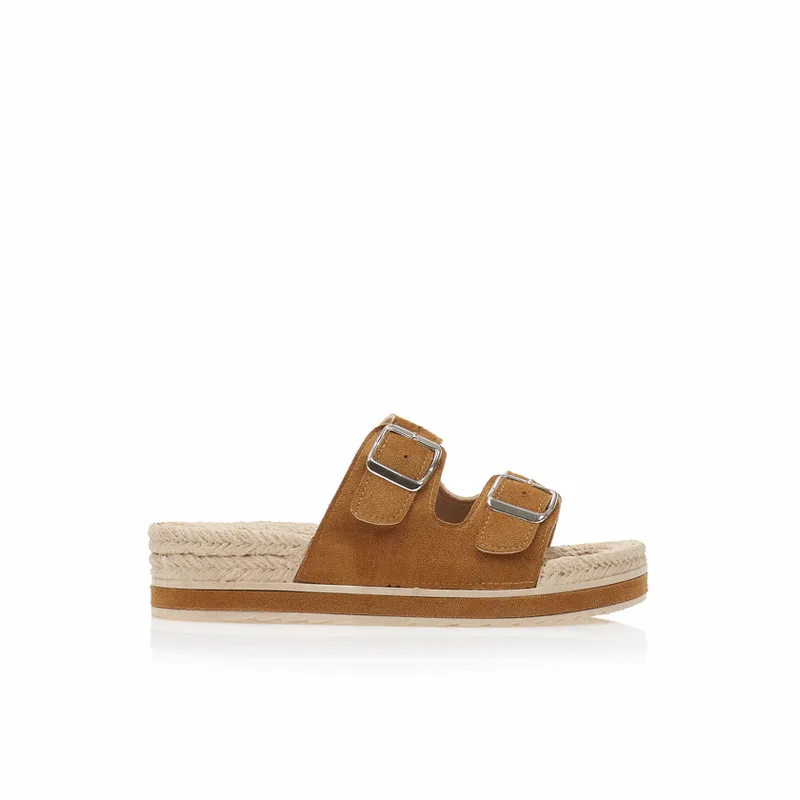 Εσπαντρίγιες TSOUKALAS flatforms κάμελ σουέτ ΚΑΜΕΛ