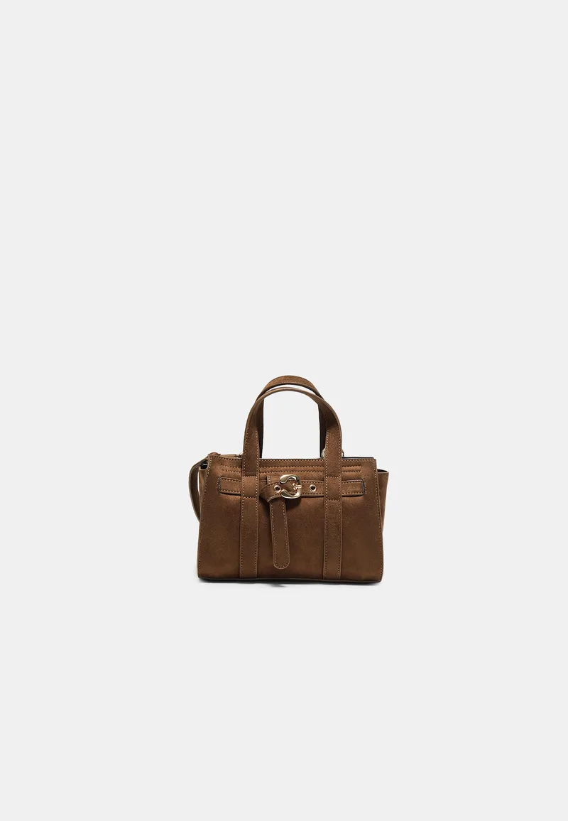 Stradivarius Μικρή Τσάντα Tote Με Αγκράφα Καφέ Os