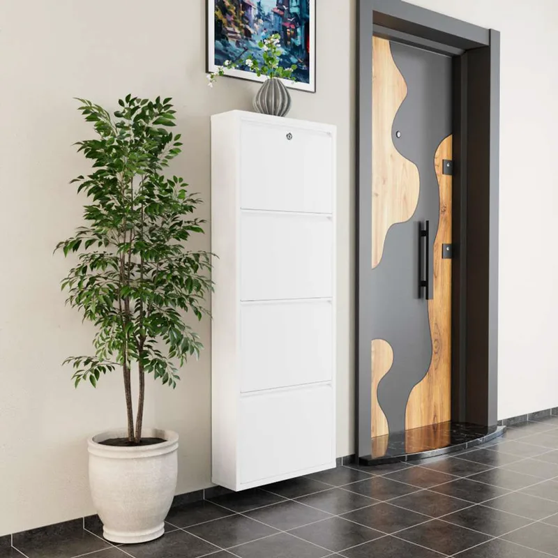Παπουτσοθήκη Locking 4 Piece Metal - White 159Orn1114 (50x136x15 cm)
