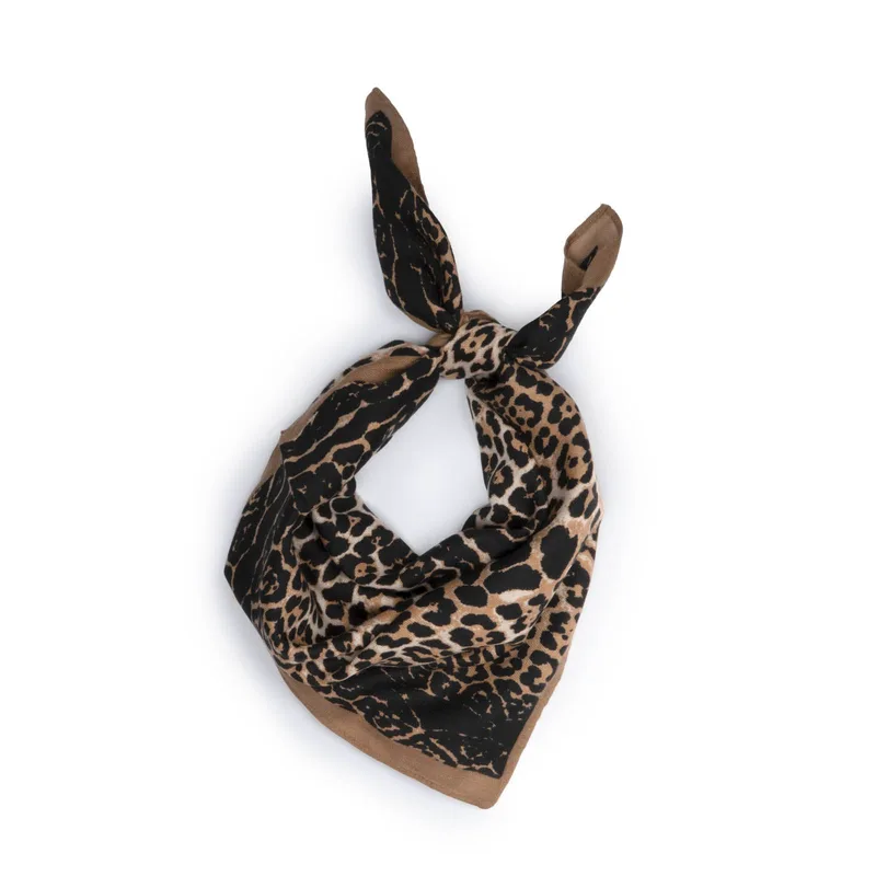 Σατέν φουλάρι με καφέ animal print