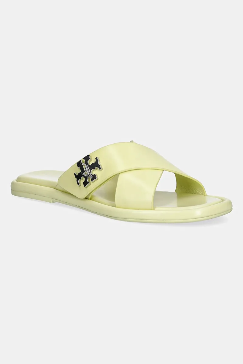 Δερμάτινες παντόφλες Tory Burch T Lock Cross Band Slide