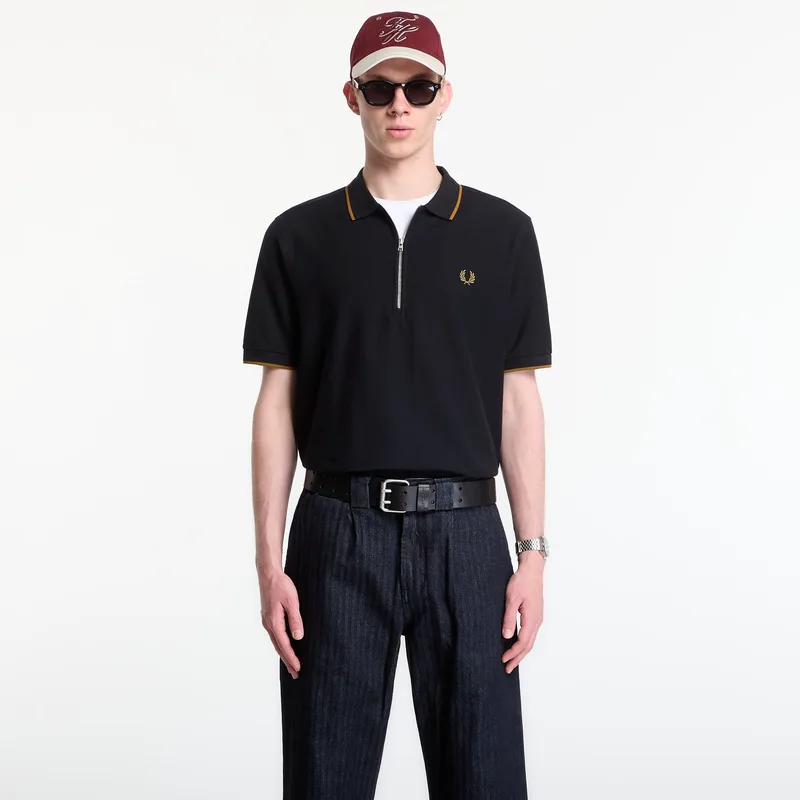 T-shirt Fred Perry Crepe Pique Polo Shirt Black L