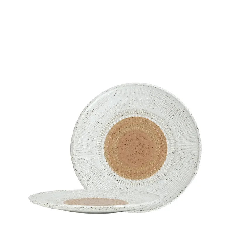 Πιάτο Φρούτου Stoneware Ανάγλυφο Aztec White-Brown ESPIEL 20,5εκ. ZAT102K6 (Σετ 6 Τεμάχια) (Χρώμα: Λευκό, Υλικό: Stoneware, Μέγεθος: Μεμονωμένο) - ESPIEL - ZAT102K6