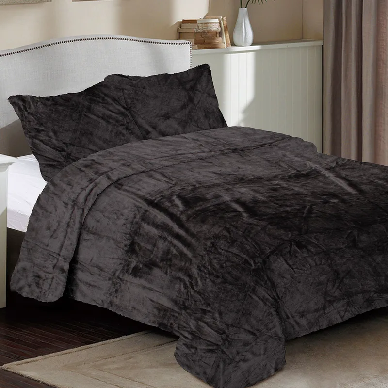 Κουβέρτα Fleece Υπέρδιπλη (220x240) Dimcol Solid 08 Grey-Black