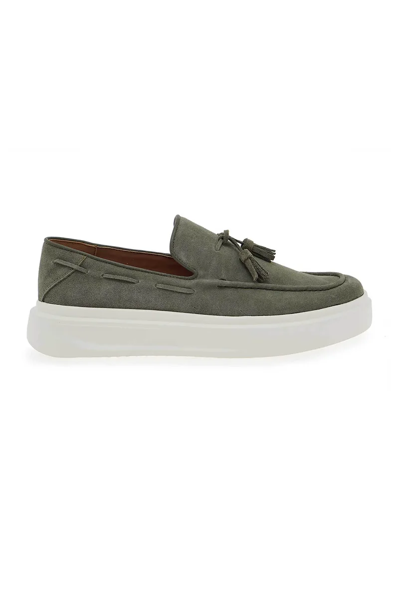 Renato Garini ανδρικά suede loafers μονόχρωμα - W57002682754 Χακί