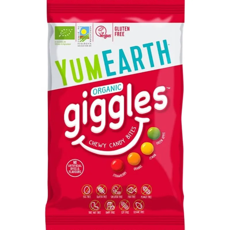 YumEarth Organic Giggles Βιολογικά Κουφετάκια με Γεύση Φράουλα, Πορτοκάλι, Λεμόνι & Πράσινο Μήλο 40g