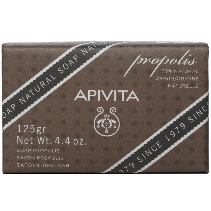 Apivita Natural Soap Σαπούνι Με Πρόπολη Αντισηπτικό Φυτικό Σαπούνι με Πρόπολη Ιδανικό για τη Λιπαρή Επιδερμίδα με Τάση Ακμής 125g