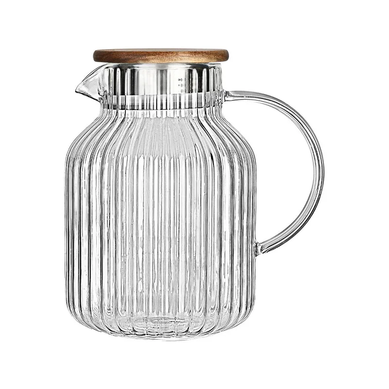 Κανάτα Γυάλινη Διάφανη Με Ξύλινο Καπάκι Allure 1300ml-17,3x12,7x17,6εκ. Estia 01-36782 (Υλικό: Ξύλο, Χρώμα: Διάφανο ) - estia - 01-36782