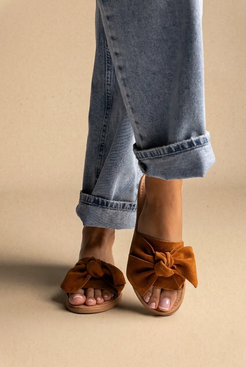 IRIS Σανδάλια με φιόγκο - 8/20 CRETA - Tan Suede