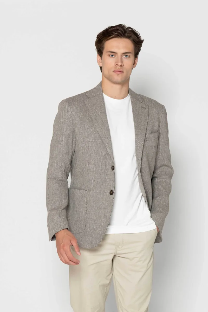 The Bostonians ανδρικό σακάκι Regular Fit "Dobby" - J00670 Μπεζ
