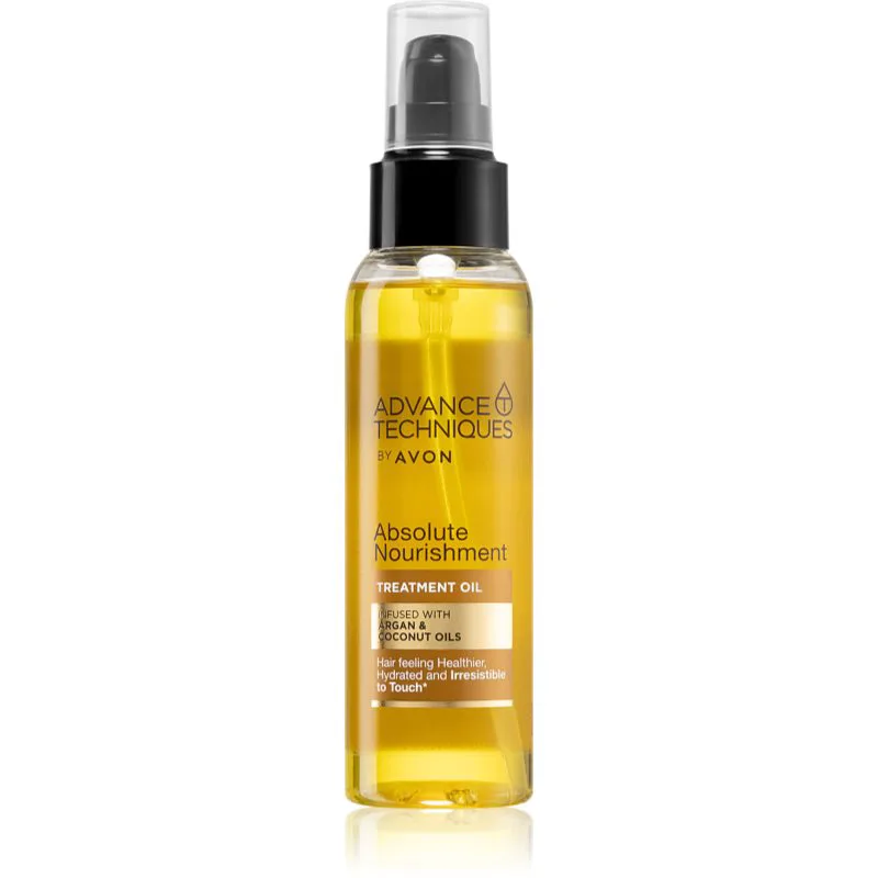 Avon Advance Techniques Absolute Nourishment θρεπτικό λάδι για τα μαλλιά με έλαιο αργκάν με έλαιο ινδοκάρυδου 100 ml