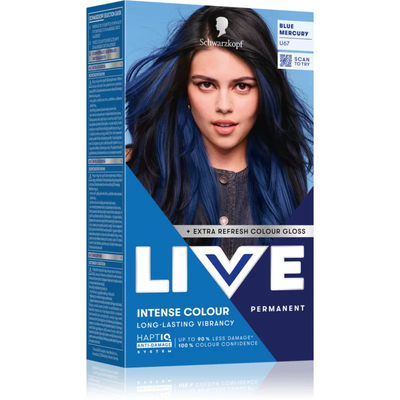 Schwarzkopf LIVE Intense Colour μόνιμη βαφή μαλλιών απόχρωση U67 Blue Mercury 1 τμχ