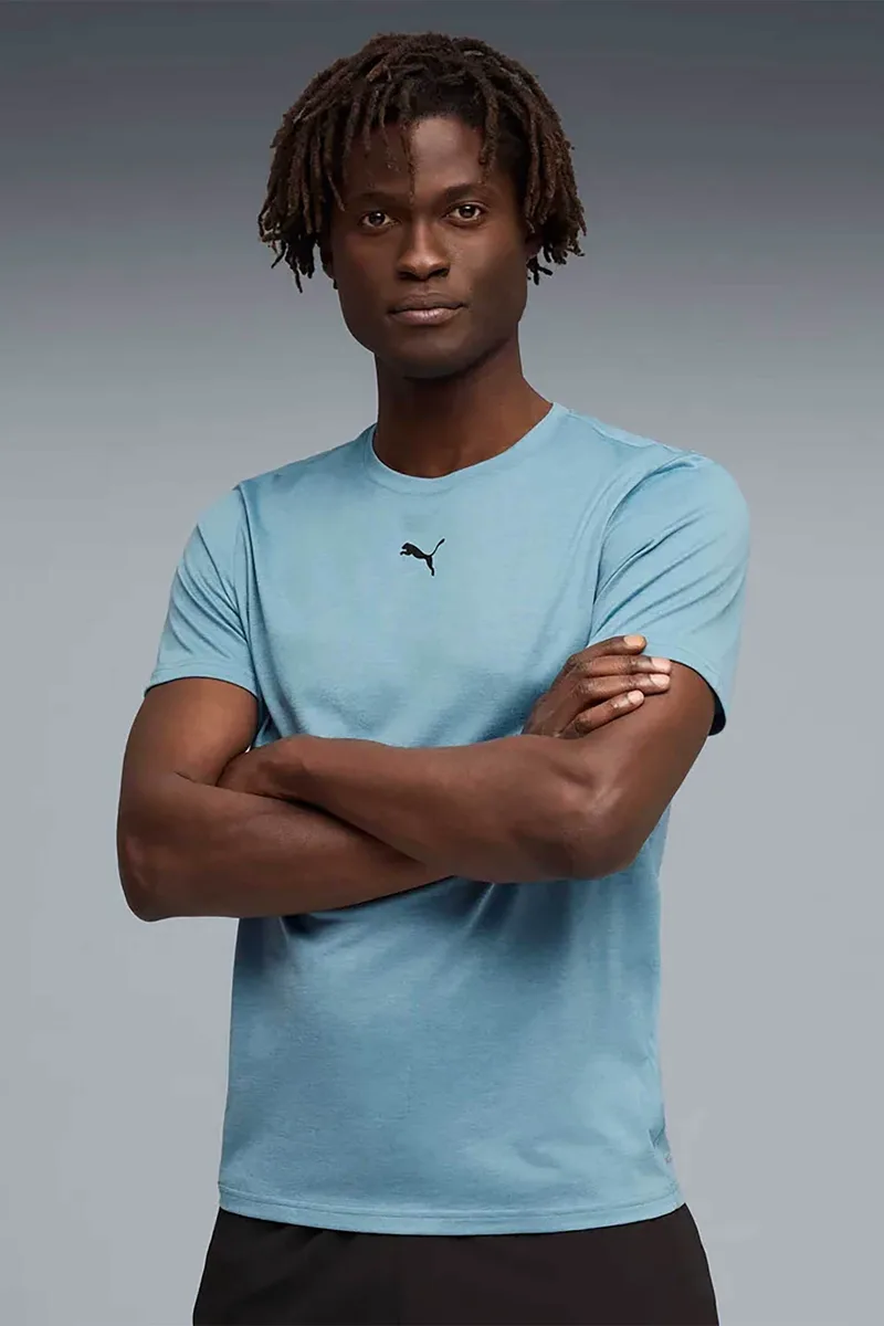 Puma ανδρικό T-shirt με λογότυπο "Essential Heather Cat" - 525920 Γαλάζιο