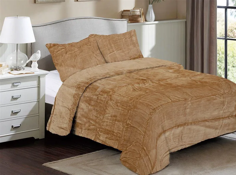 Κουβέρτα Fleece Υπέρδιπλη Dimcol Solid 02 220x240 Μπεζ