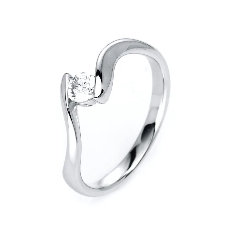 Diamond Group Μονόπετρο Δαχτυλίδι με Διαμάντι Brilliant από Λευκό Χρυσό 18 Καρατίων DDX389