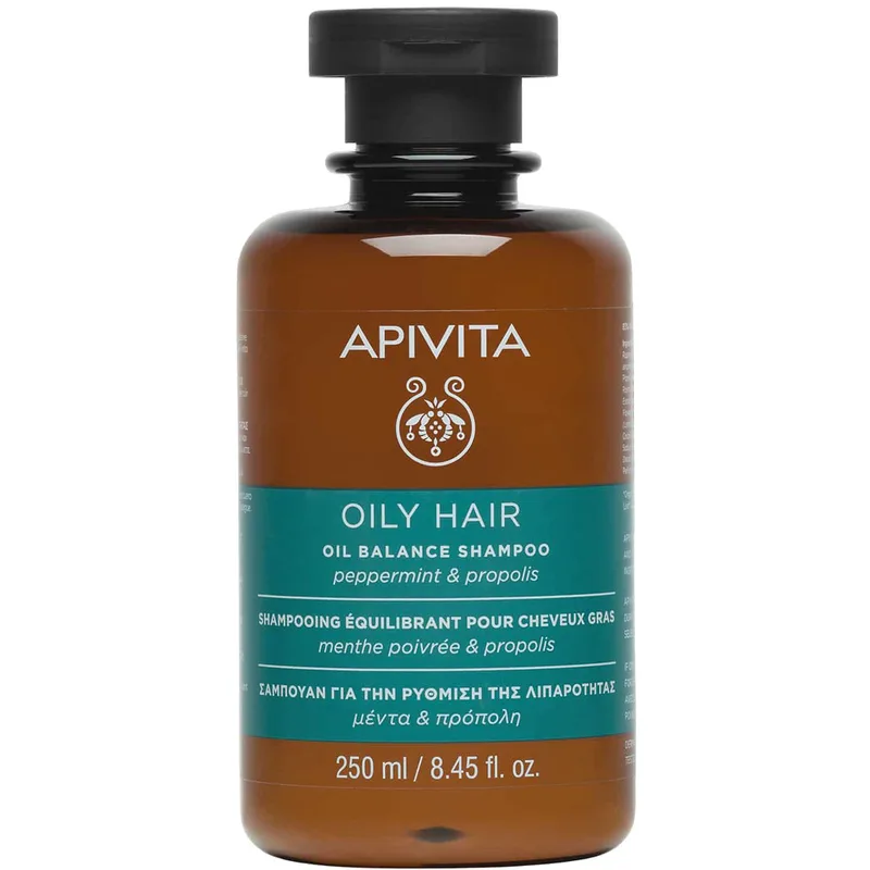 Apivita Oily Hair Oil Balance Shampoo Σαμπουάν για τη Ρύθμιση της Λιπαρότητας με Μέντα & Πρόπολη 250ml