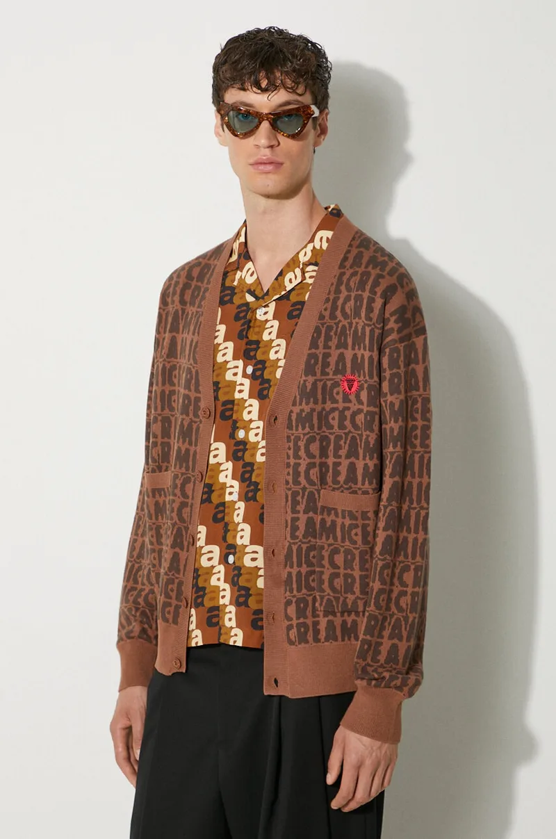 Ζακέτα από μίγμα μαλλιού ICECREAM Text Print Cardigan