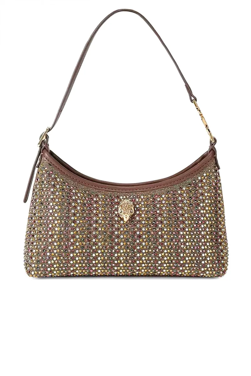 KURT GEIGER ΤΣΑΝΤΑΚΙ ΩΜΟΥ FABRIC KURT SLING ΠΟΛΥΧΡΩΜΑ ΣΤΡΑΣ MΠΡΟΝΖΕ