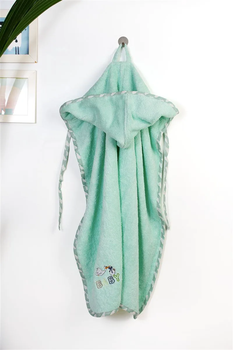 Κάπα Με Κέντημα bebe Stork 195 75X85 Mint 100% Cotton