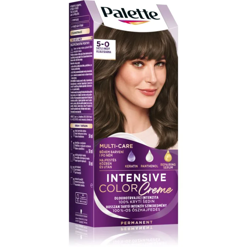 Schwarzkopf Palette Intensive Color Creme μόνιμη βαφή μαλλιών απόχρωση 5-0 N4 Light Brown 1 τμχ