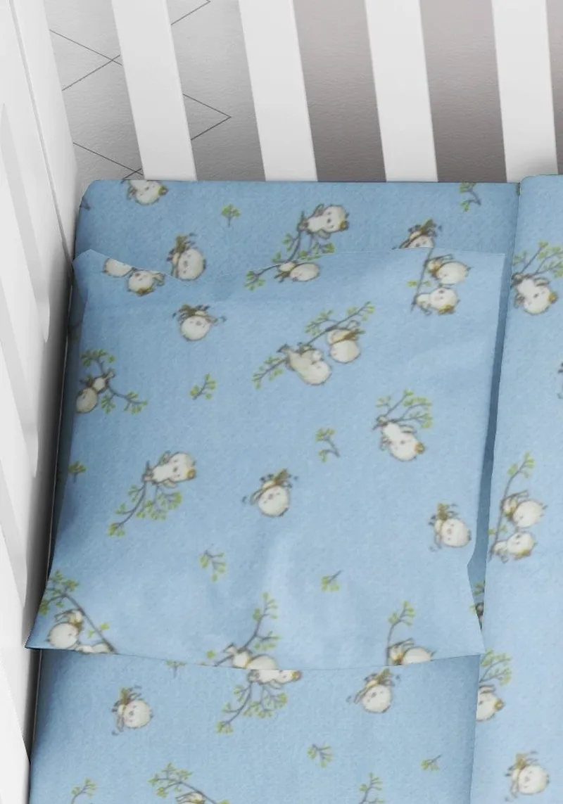 Βρεφική Μαξιλαροθήκη Φανελένια Dimcol Birds 14 35Χ45 Sky Blue