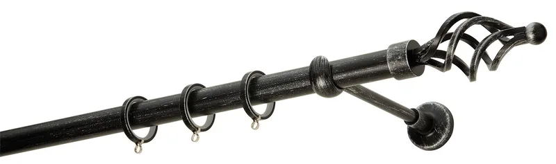 Κουρτινόβεργα Zogometal Rustique Collection R0454 Μαύρο Πατίνα Ασημί