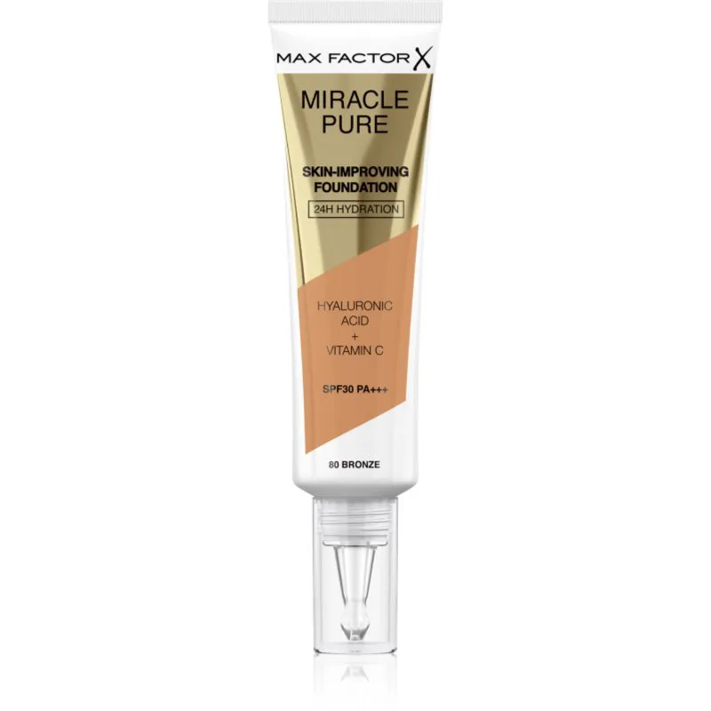 Max Factor Miracle Pure Skin μακράς διαρκείας μεικ απ SPF 30 απόχρωση 80 Bronze 30 ml