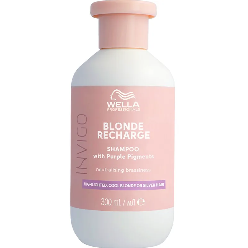 Wella Professionals Invigo Blonde Recharge Shampoo With Purple Pigments Σαμπουάν Αναζωογόνησης Χρώματος για Ανταύγειες, Ψυχρά Ξανθά & Γκρι Μαλλιά 300ml