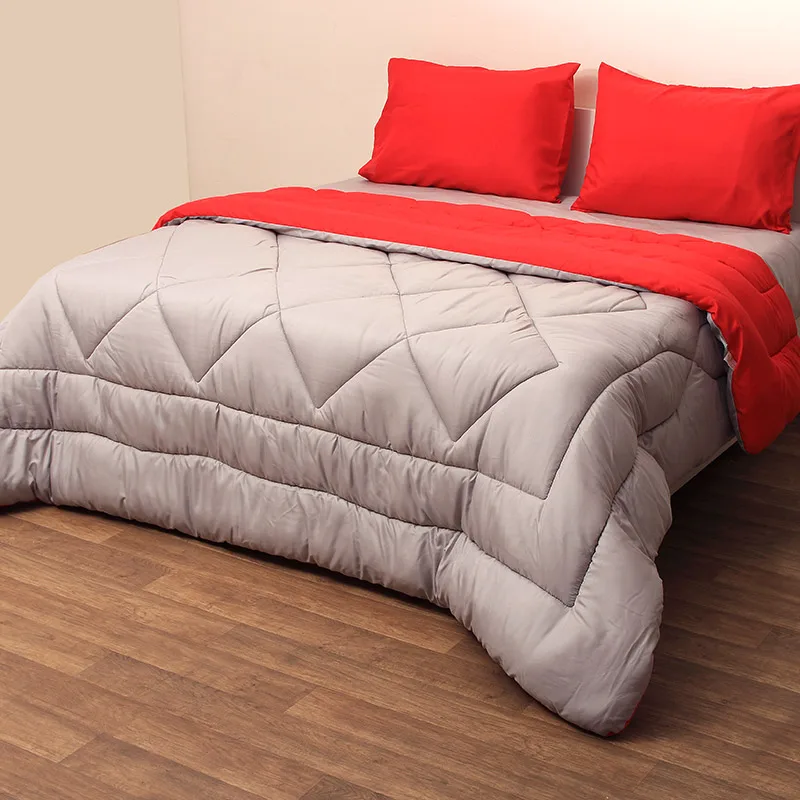 Πάπλωμα Μονό 160X240 Viopros Microfiber Γκρι/Κόκκινο (160x240)