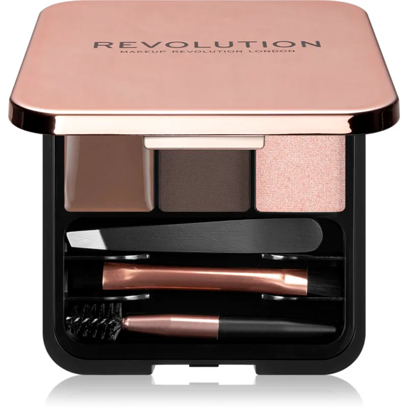 Revolution Brow Sculpt Kit σετ για άψογα φρύδια απόχρωση Dark 2.2 γρ