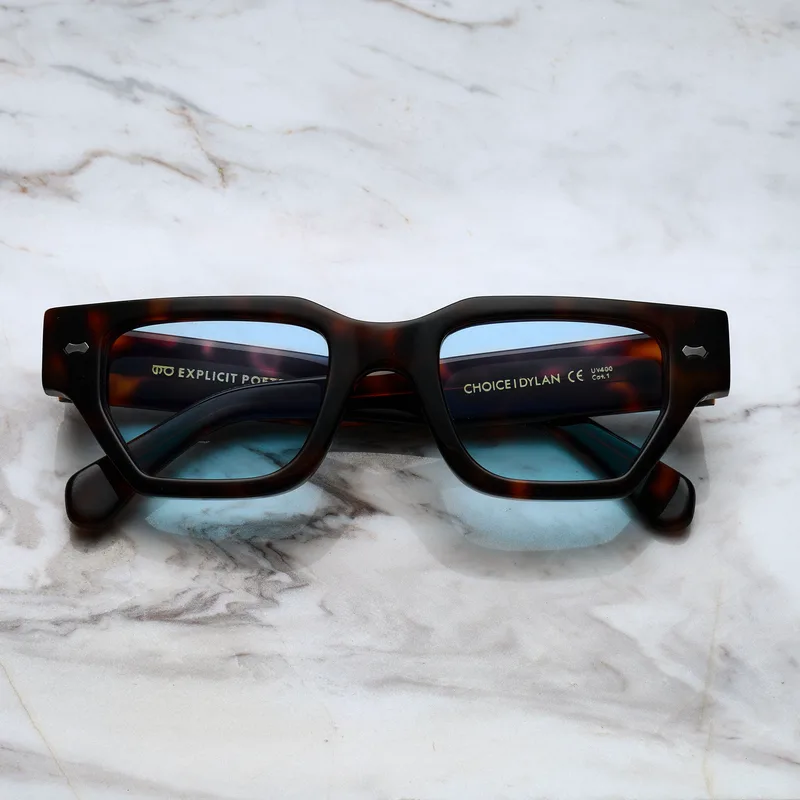 DYLAN Tinted Sunglasses | Tortoise | Blue Shades | Explicit Poets Sunglasses