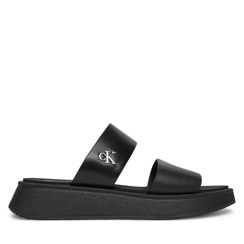 Παντόφλες Calvin Klein Jeans Sandal Slide Double Strap YW0YW01694 Μαύρο
