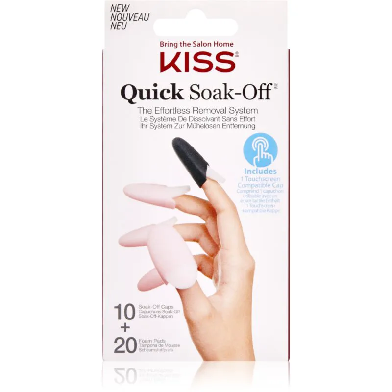 KISS Quick Soak-Off Remover Caps Σετ Για τα νύχια 30 τμχ