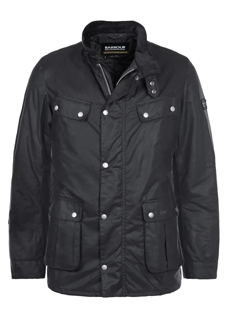 ΑΝΔΡΙΚΟ ΚΕΡΩΜΕΝΟ ΜΠΟΥΦΑΝ DUKE WAX JACKET BARBOUR INTERNATIONAL ΚΑΝΟΝΙΚΗ ΓΡΑΜΜΗ ΠΡΑΣΙΝΟ