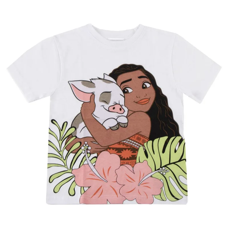 Disney Vaiana Pua Παιδικό Κοντομάνικο Μπλουζάκι Λευκό Λευκό
