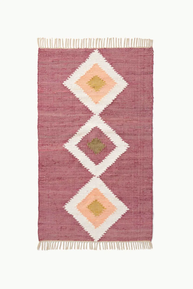 Coincasa χαλί με γεωμετρικό σχέδιο και κρόσσια 180 x 130 cm - 006810424 Σάπιο Μήλο